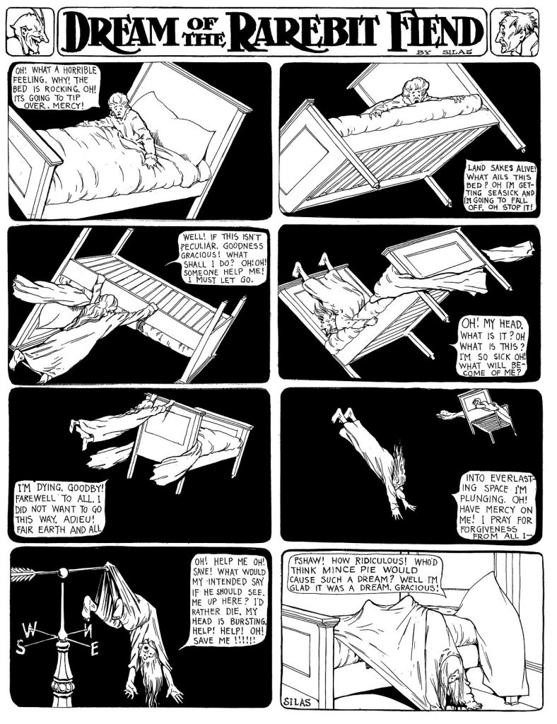 panel from cartoon about spicy food causing weird dreams